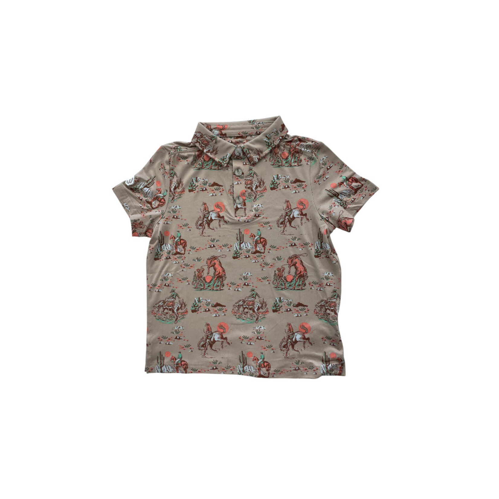 Burlebo Burlebo Youth Cowboy Up Khaki Polo
