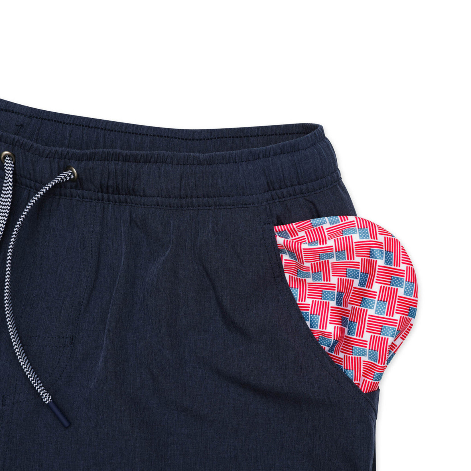 Burlebo Burlebo Heather Navy Athletic Short AM Flag Pocket