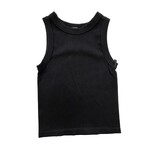 Suzette Suzette Black High Neck Ribbed Tank