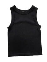 Suzette Suzette Black High Neck Ribbed Tank