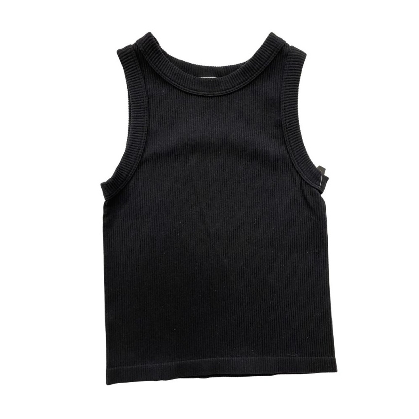 Suzette Suzette Black High Neck Ribbed Tank