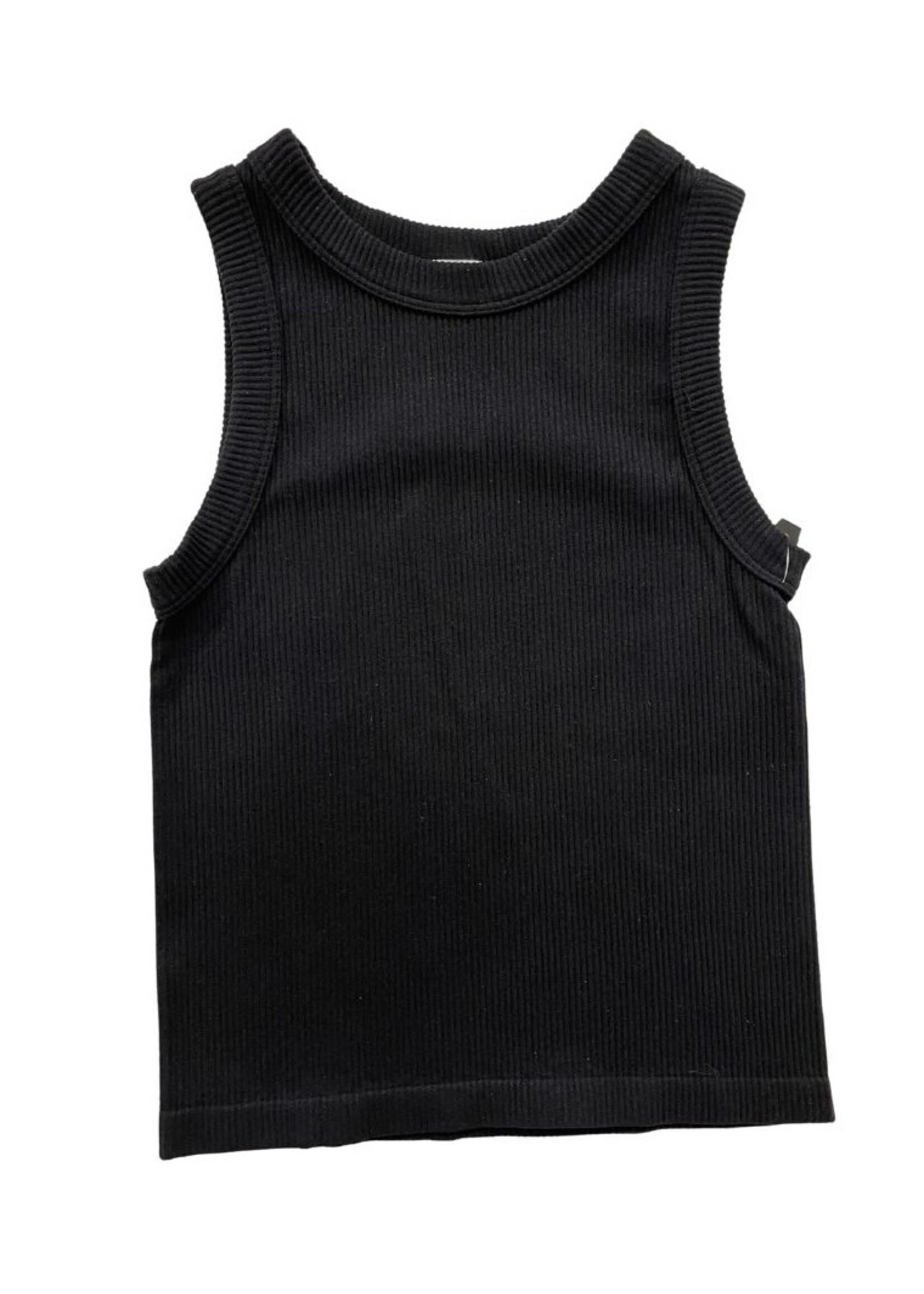 Suzette Suzette Black High Neck Ribbed Tank