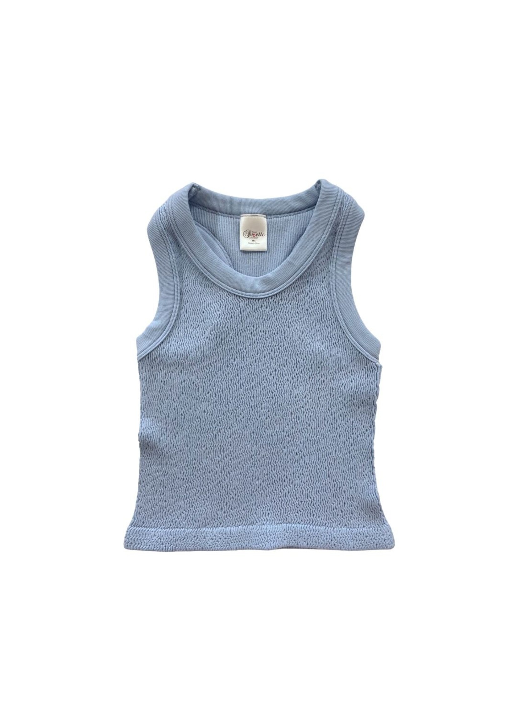 Suzette Suzette Light Blue Smocked Tank