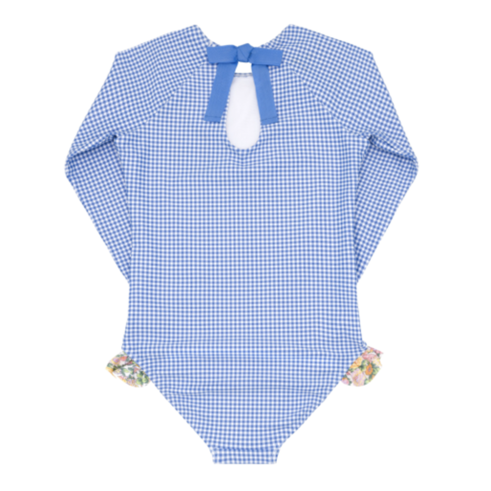 Minnow Minnow Girls Sky Blue Gingham Rashguard One Piece
