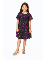 Buddy Love Buddy Love Kenzie Celestial Black and Pink Star Print Girls Dress