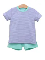 Trotter Street Kids Trotter Street Drew Blue Stripe/Mint Short Set