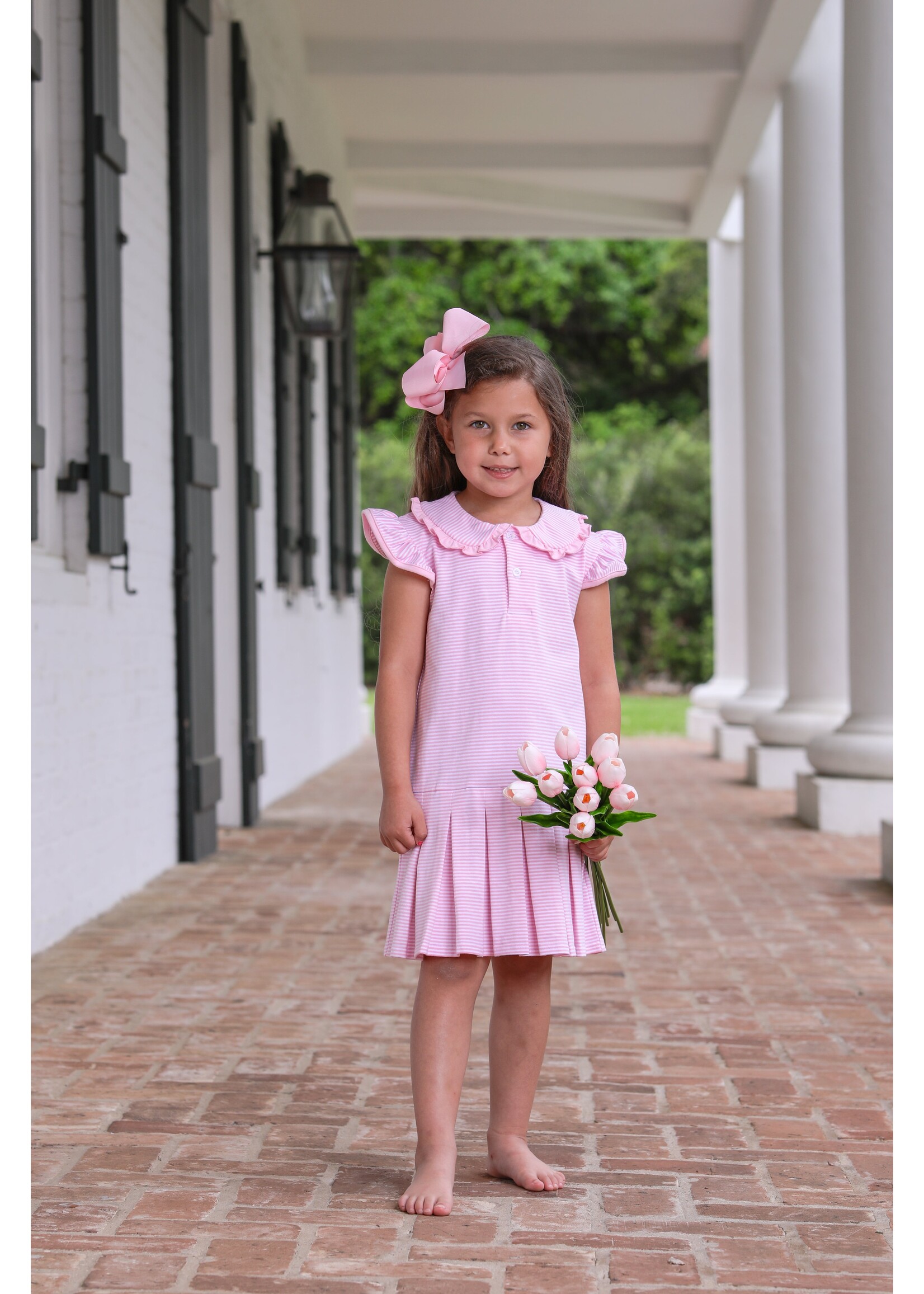 Trotter Street Kids Trotter Street Lt Pink Stripe Camilla Dress