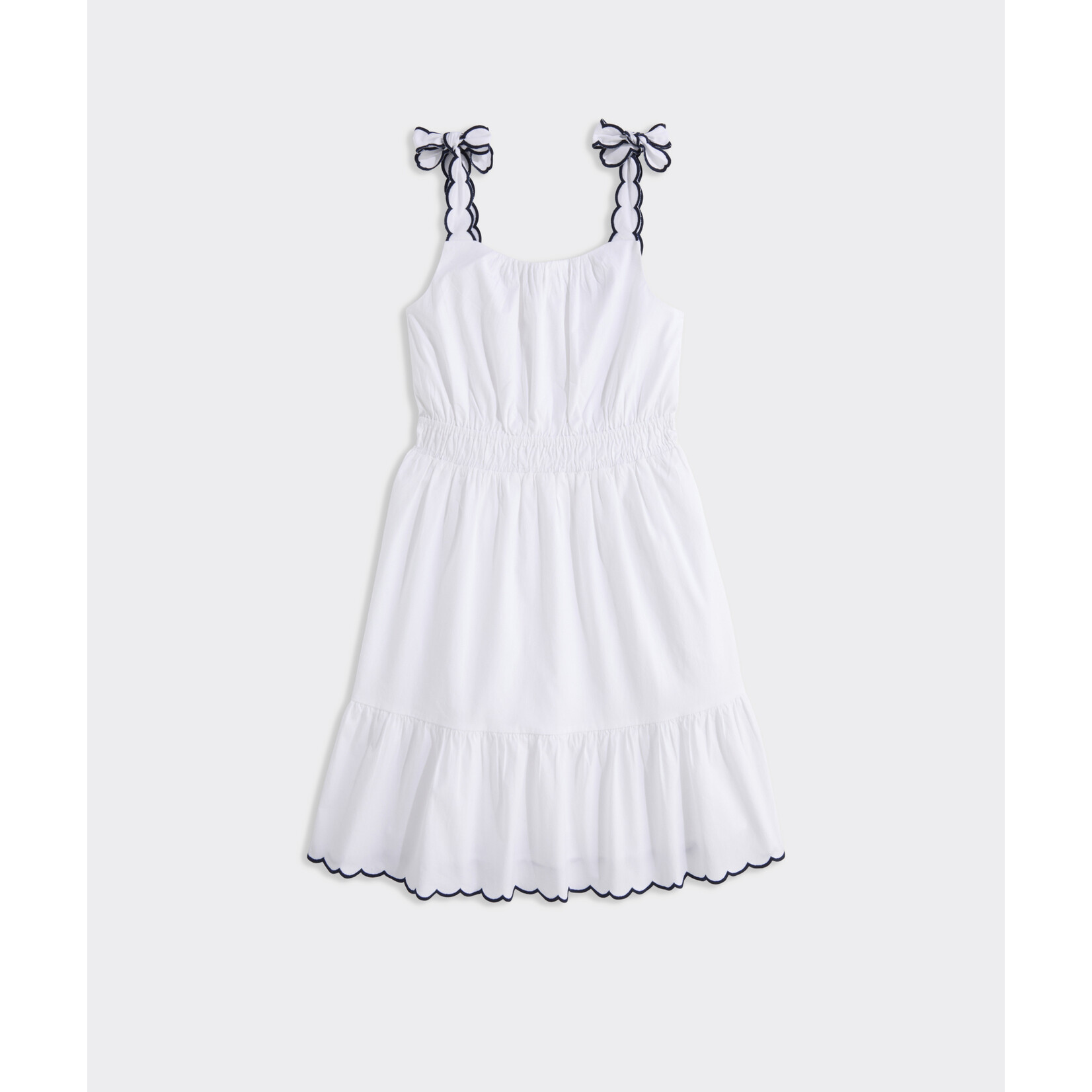 GIRLS' POPLIN SCALLOP DRESS