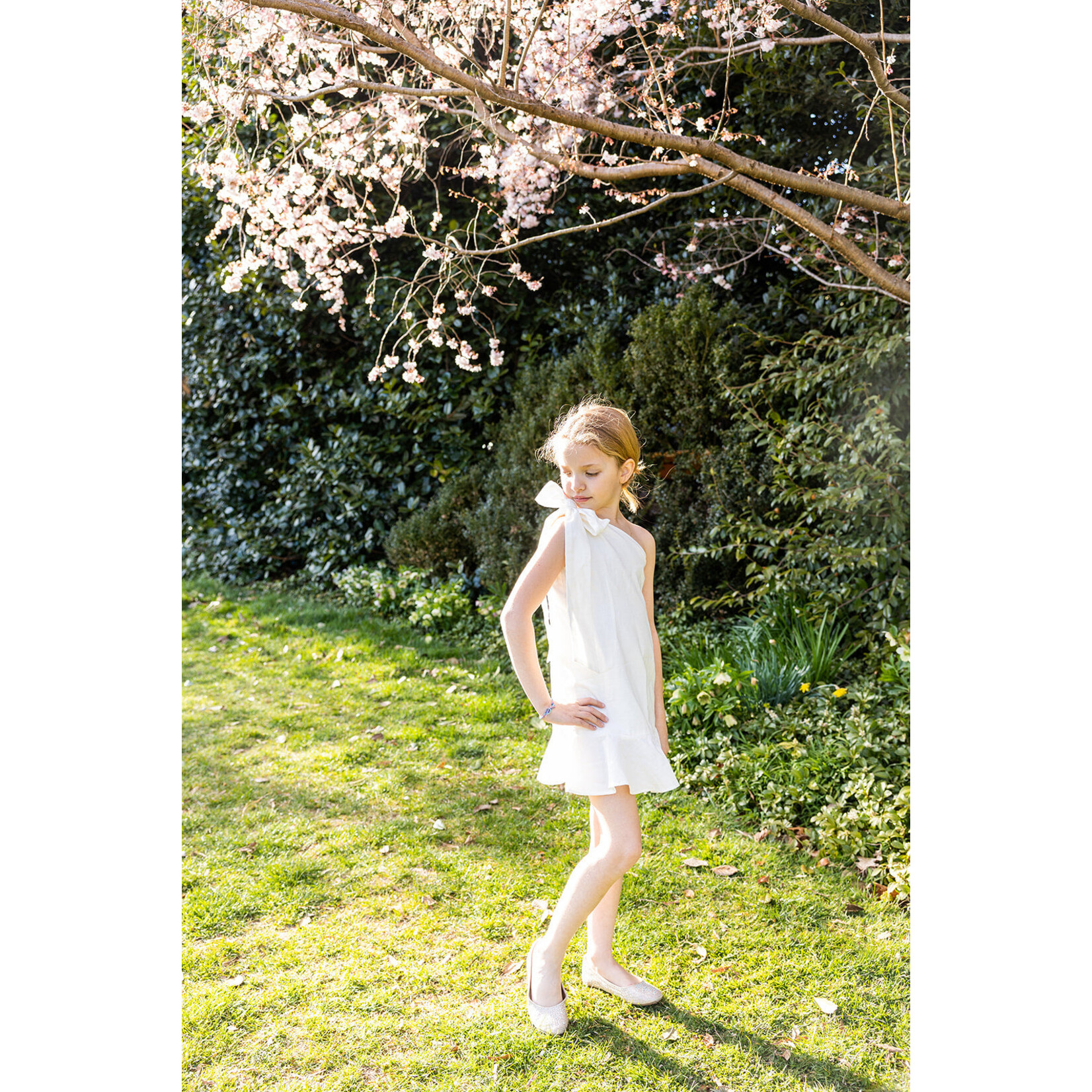 Little Olin Little Olin White One Shoulder Dress