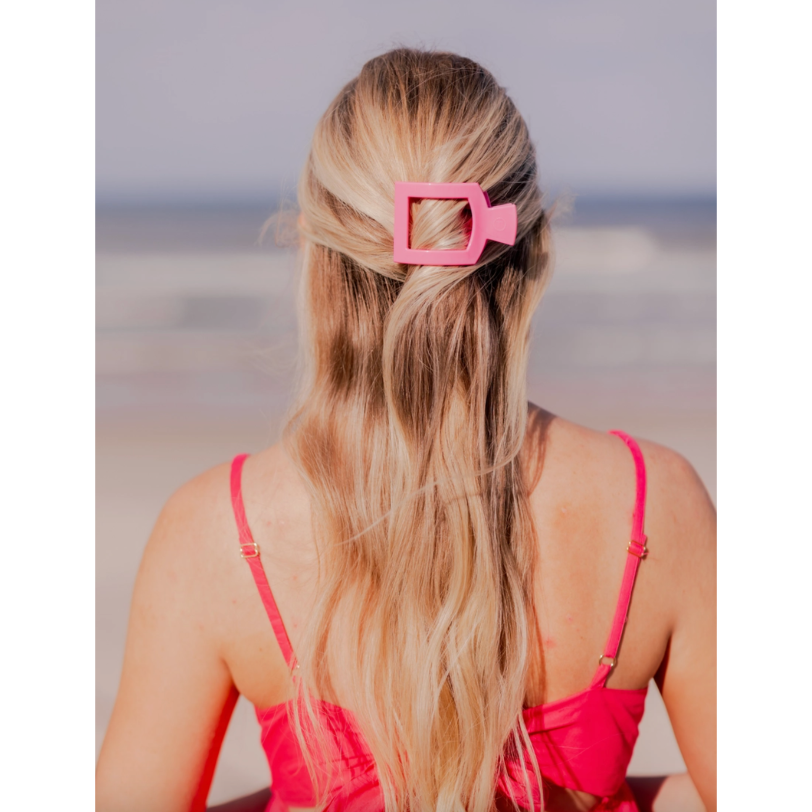 Teleties Teleties Paradise Pink Small Square Flat Clip