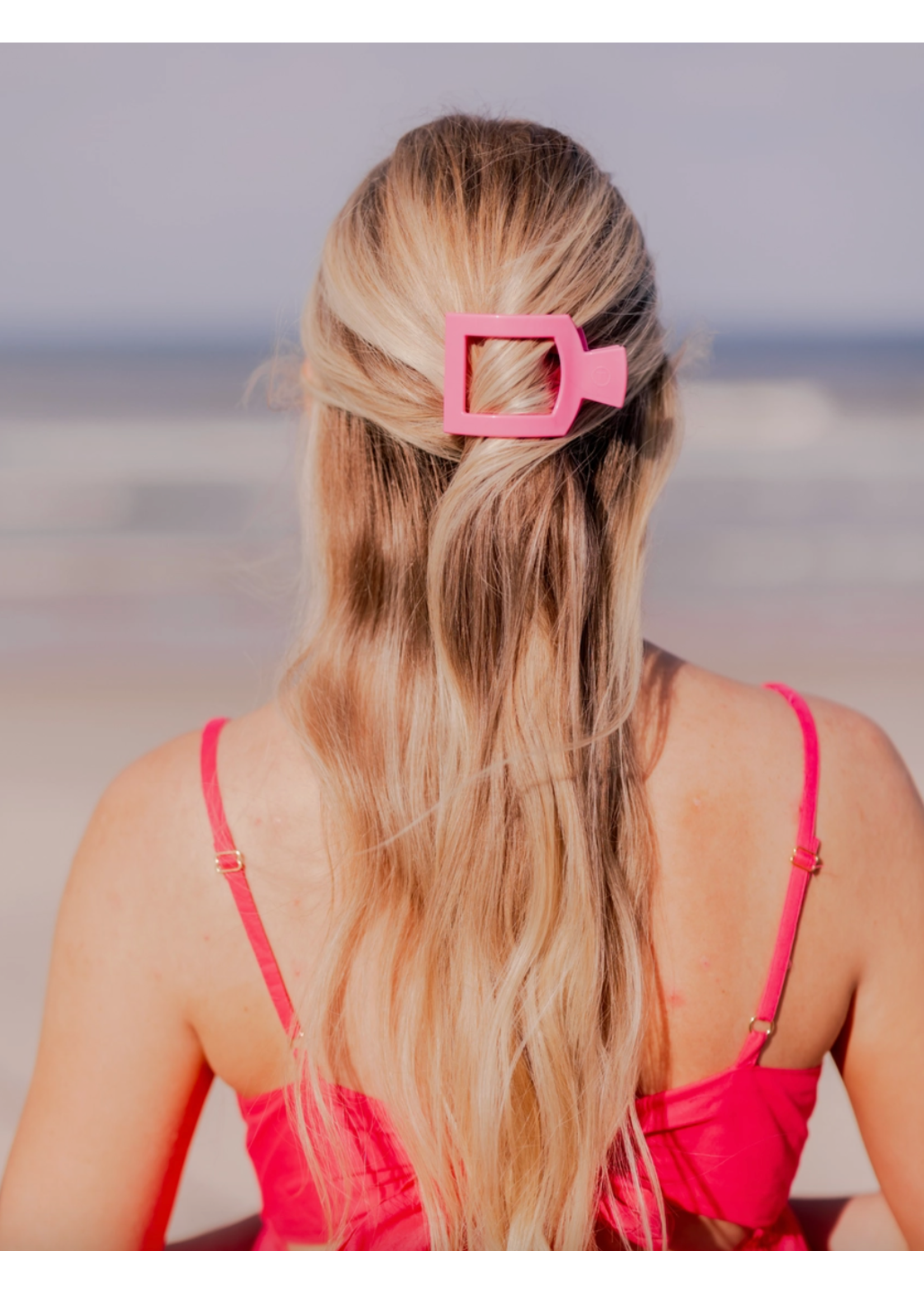 Teleties Teleties Paradise Pink Small Square Flat Clip