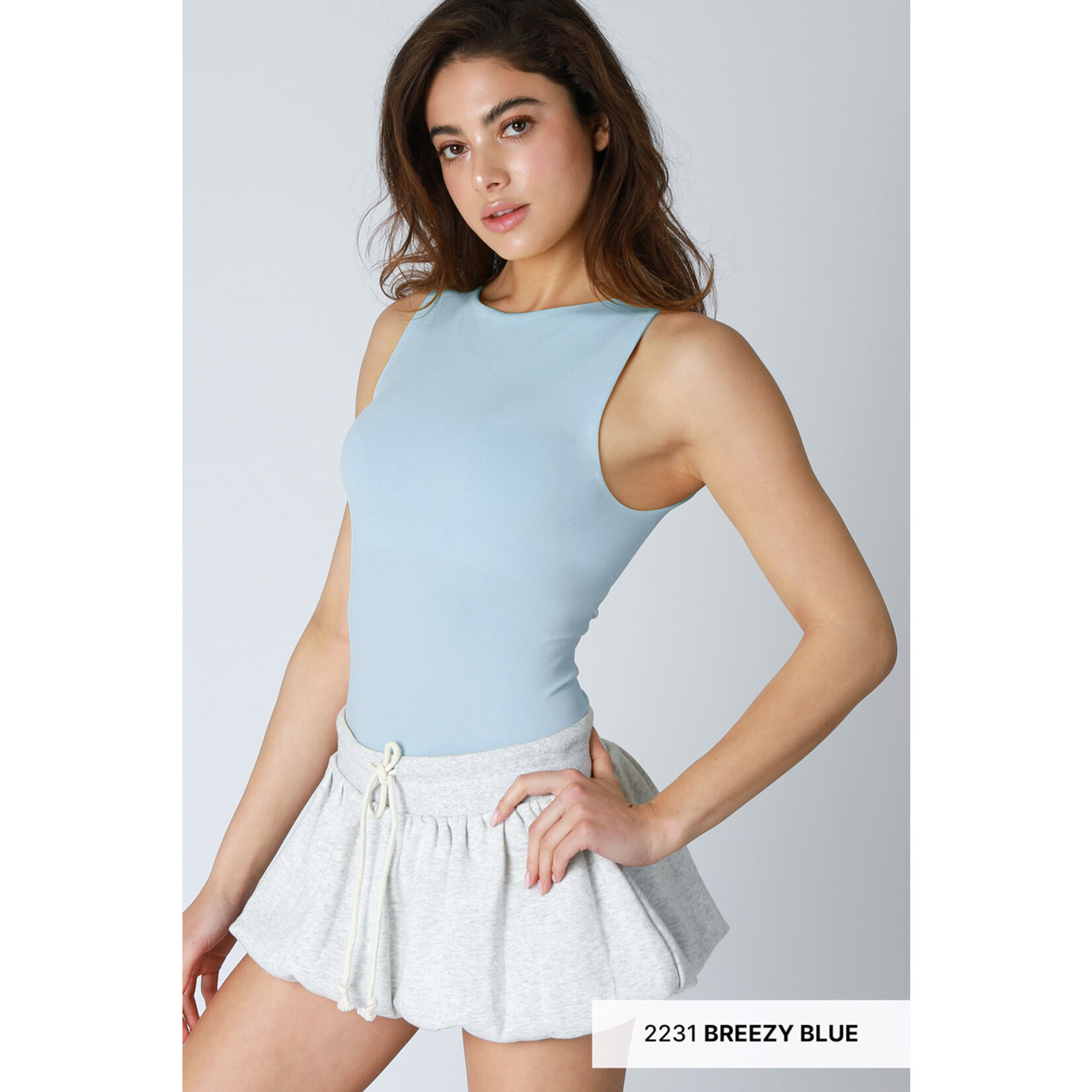 Nikibiki Nikibiki Breezy Blue Boat Neck Tank