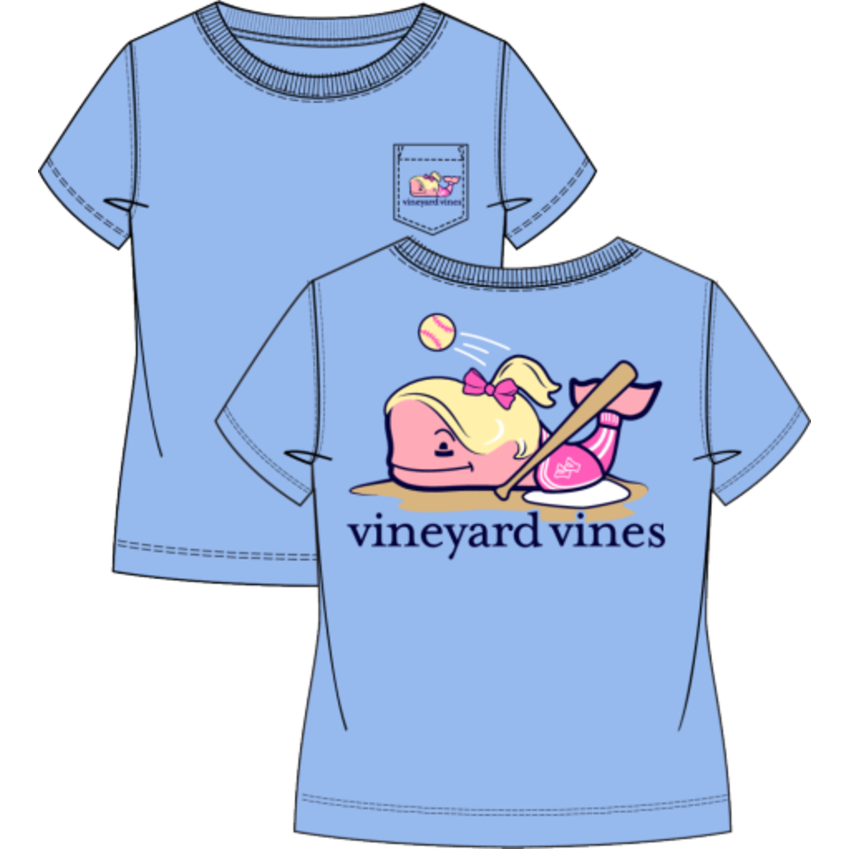 Vineyard Vines Girls Softball Whale Tee