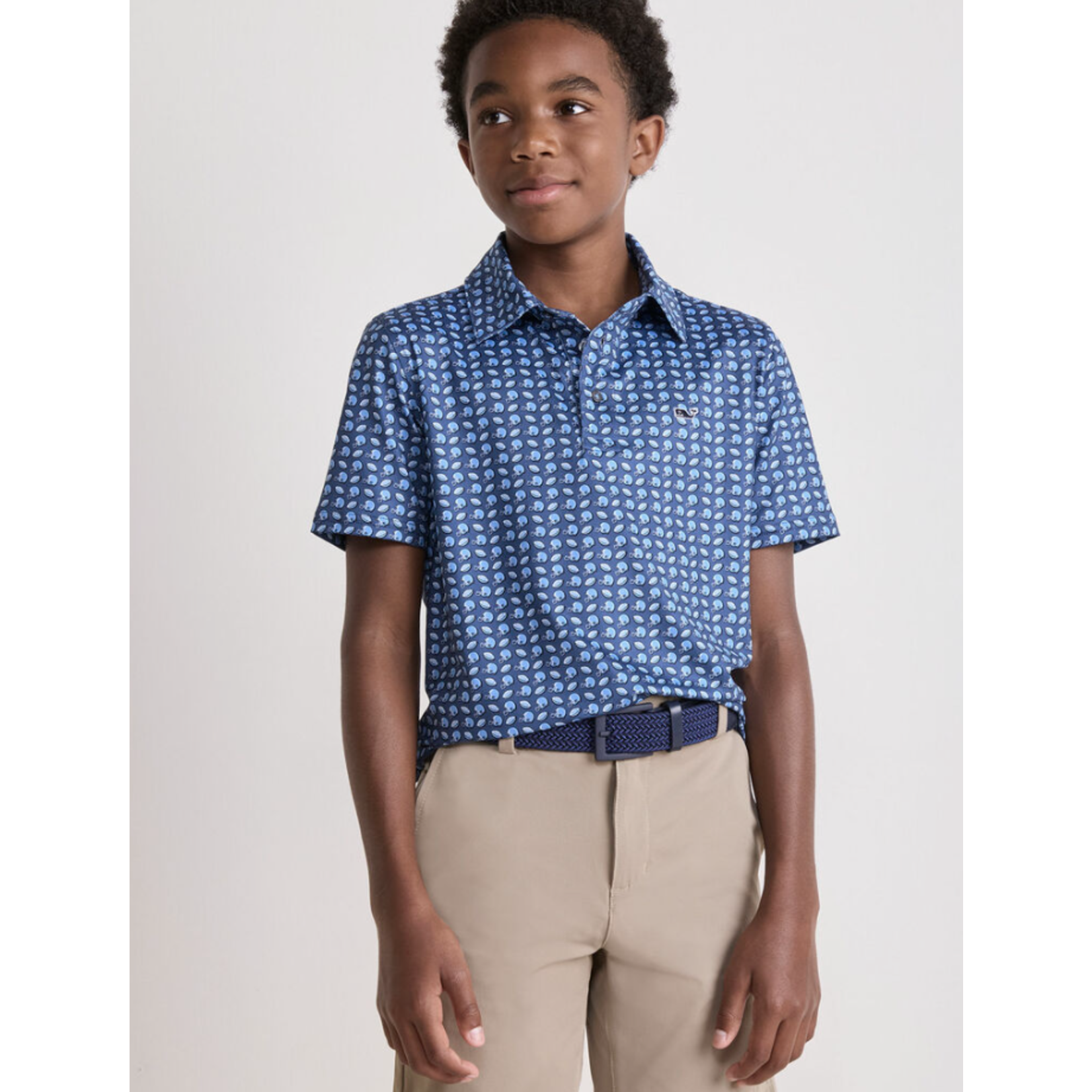 Vineyard Vines Football Printed Perf Polo