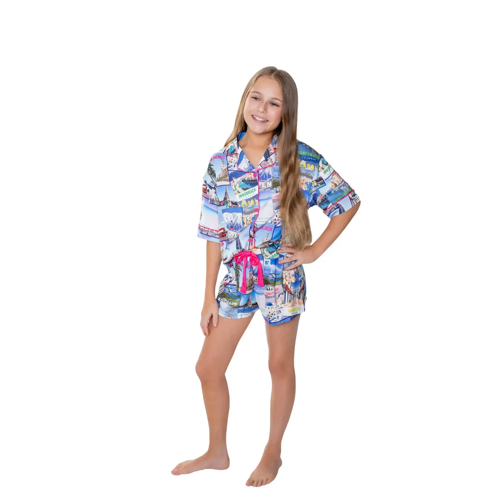 Sunshine Society Sunshine Society World Traveler Silk PJ Set