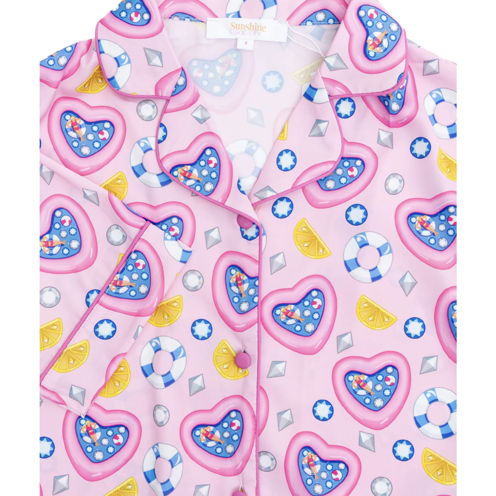 Sunshine Society Sunshine Society Pool Party Silk PJ Set