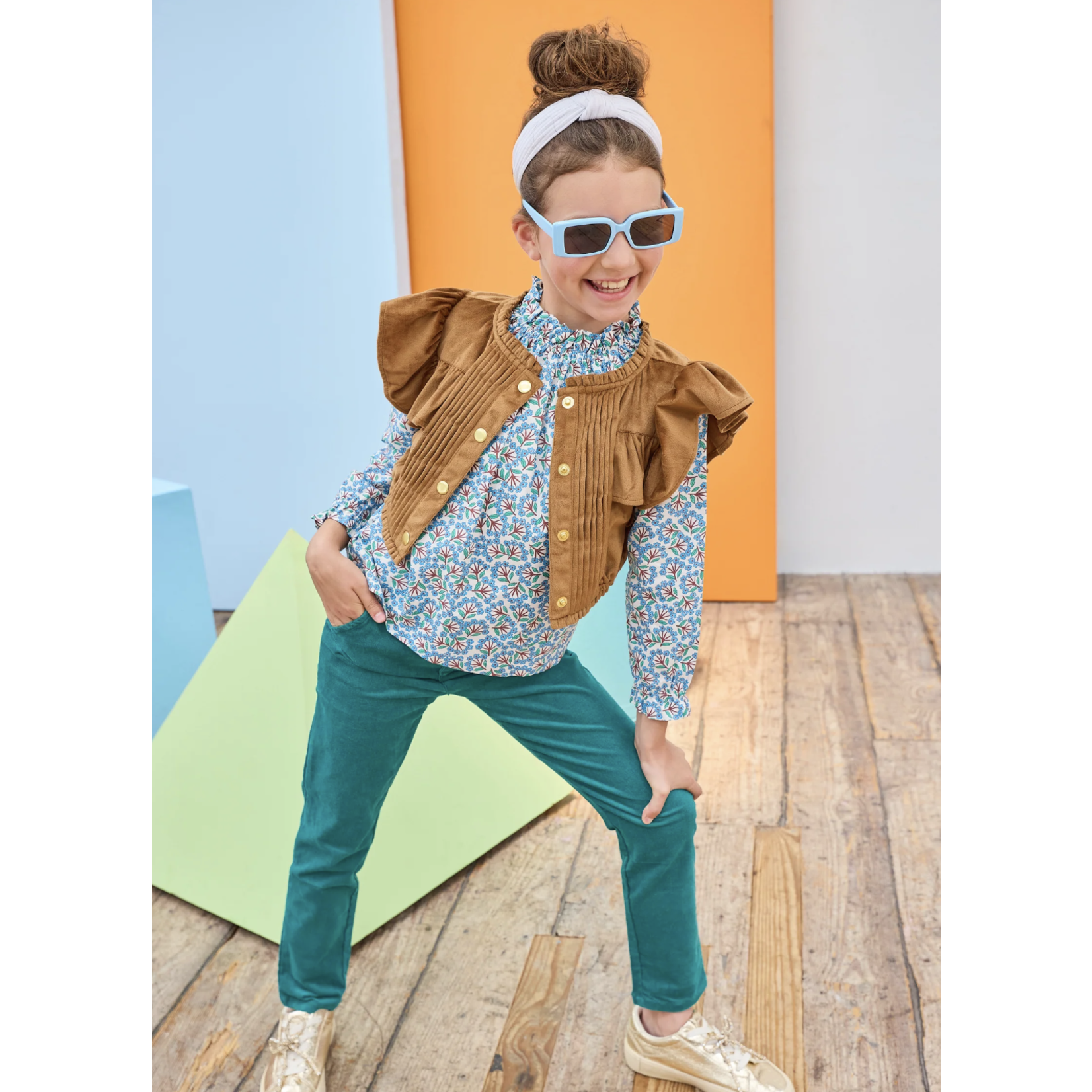 Bisby Bisby Annie Top Brown Faux Suede