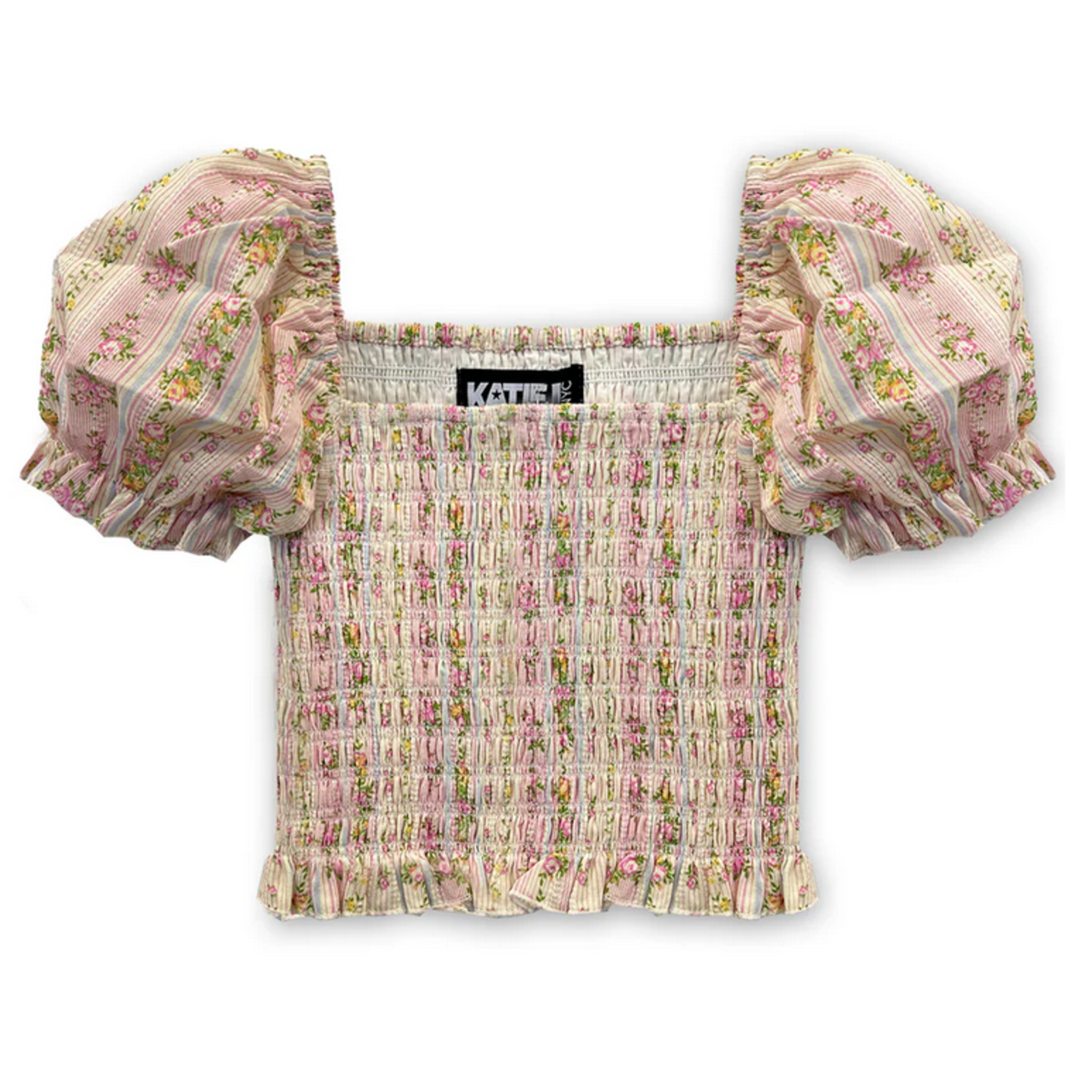 Katie J NYC Katie J Marlee Shabby Floral Stripe Top