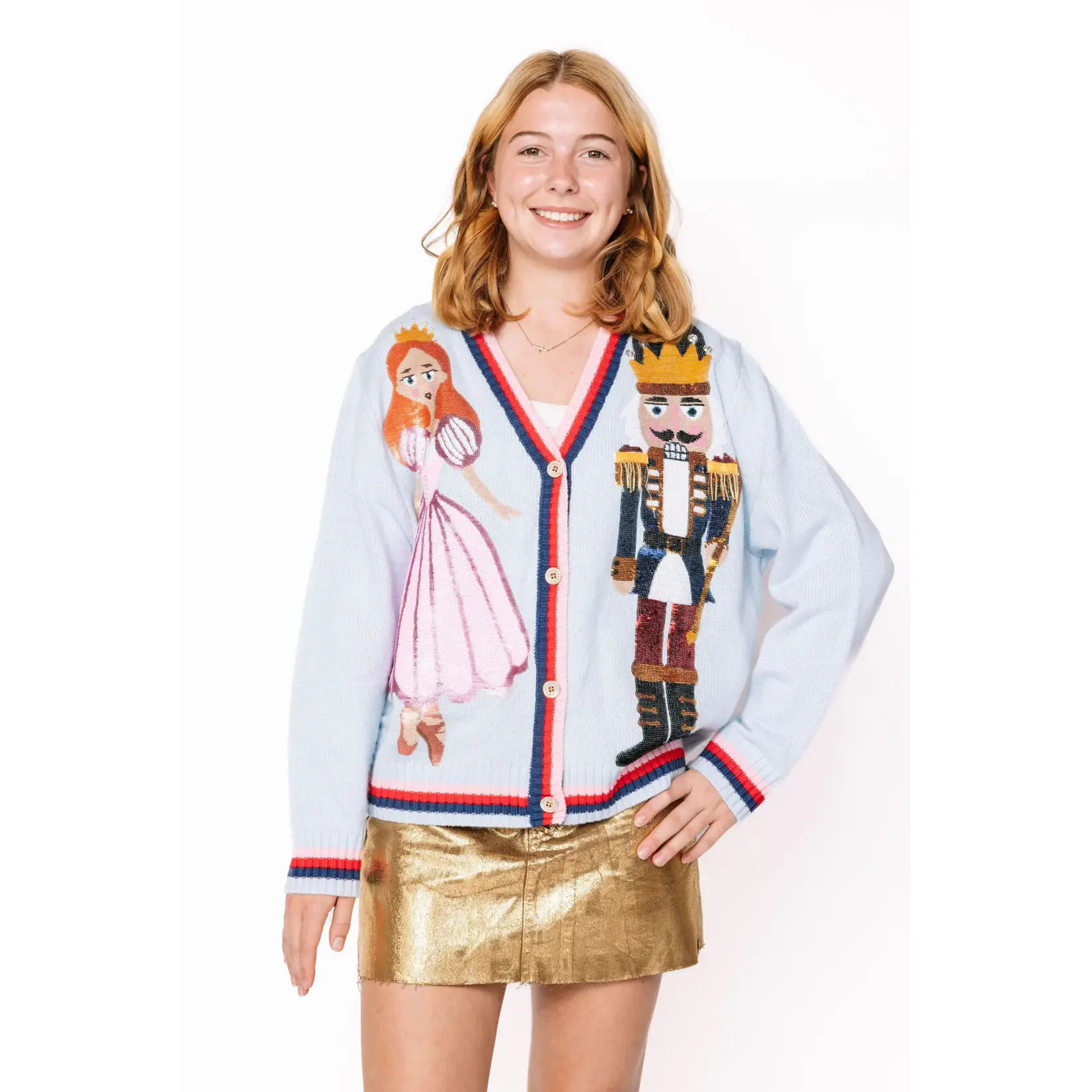 Queen of Sparkles Queen of Sparkles Light Blue Nutcraker Cardigan