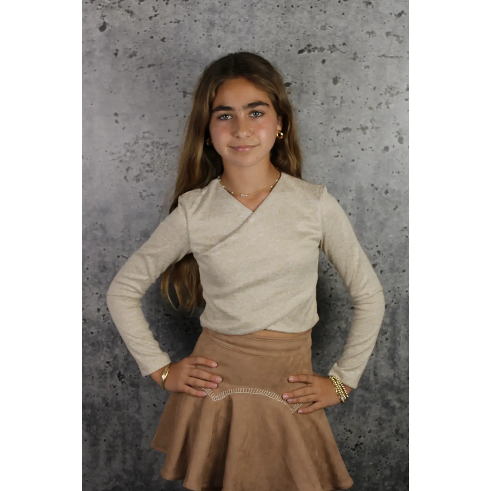 If So If So Beige Criss Cross Sweaer Top