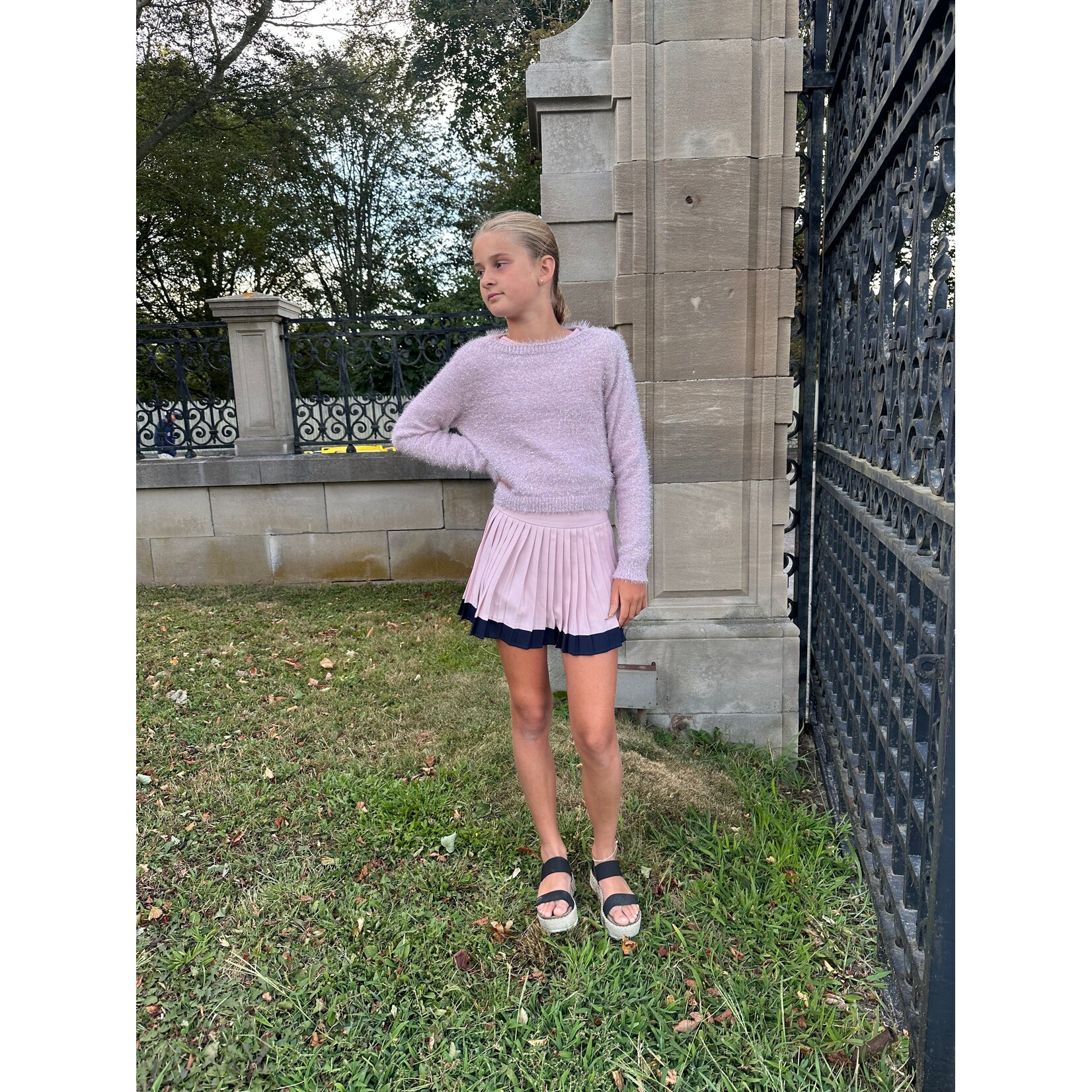 Little Olin Little Olin Pink & Navy  Skirt