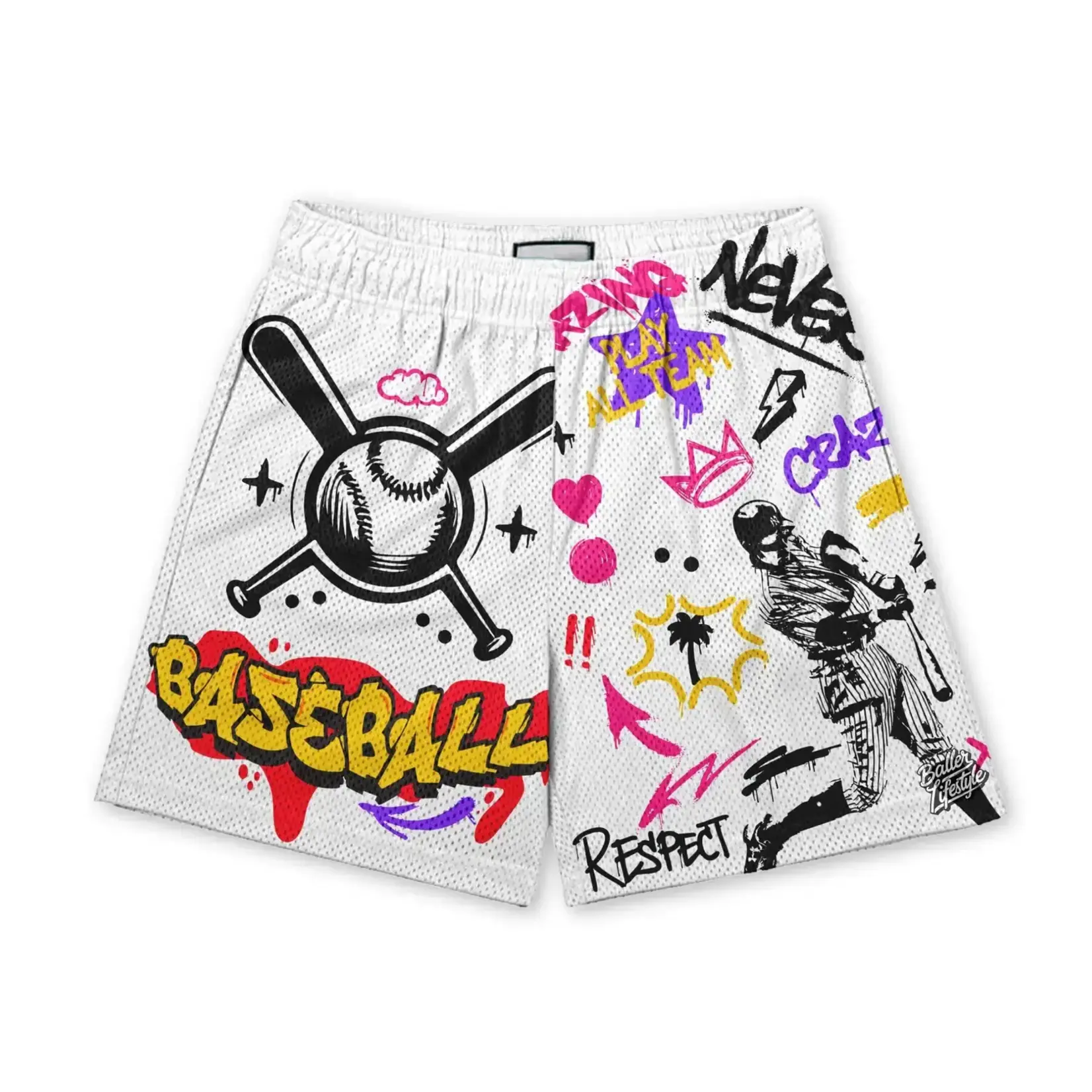 Baller Lifestyle Baller Lifestyle White Grafitti Shorts