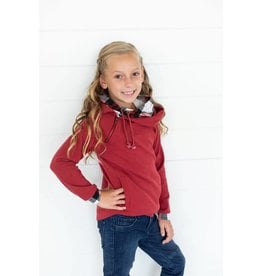 AmpersandAve Youth DoubleHood™ Sweatshirt - Cranberry Plaid