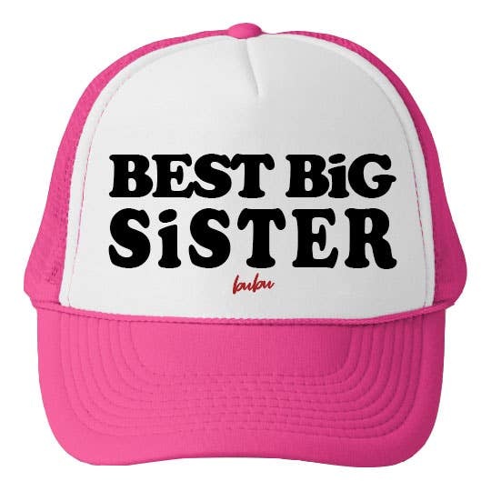 Youth Pink Trucker hat - Best Big Sister - Swanky Babies