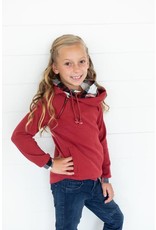 AmpersandAve Youth DoubleHood™ Sweatshirt - Cranberry Plaid
