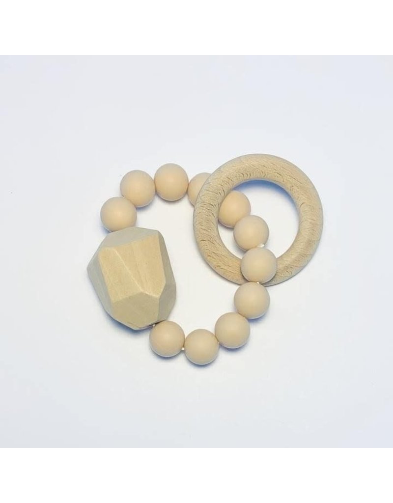 The Sugar House Sugar + Maple Silicone + Beechwood Teether- Gem - Natural