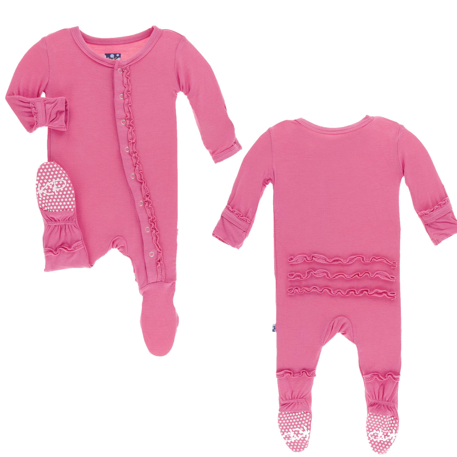 KicKee Pants Solid Muffin Ruffle Footie with Zipper