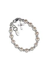 Cherished Moments Kaitlyn - Sterling Silver Pearl Cross Bracelet