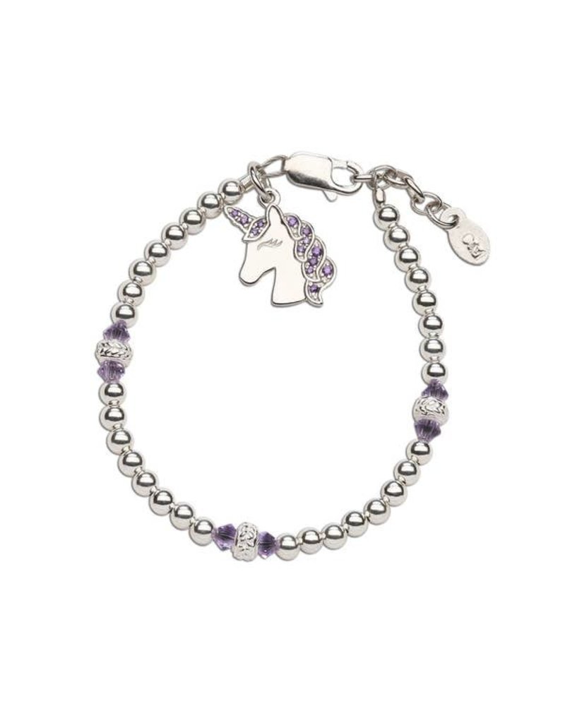 Cherished Moments Unicorn (Lavender) - Sterling Silver Unicorn Bracelet