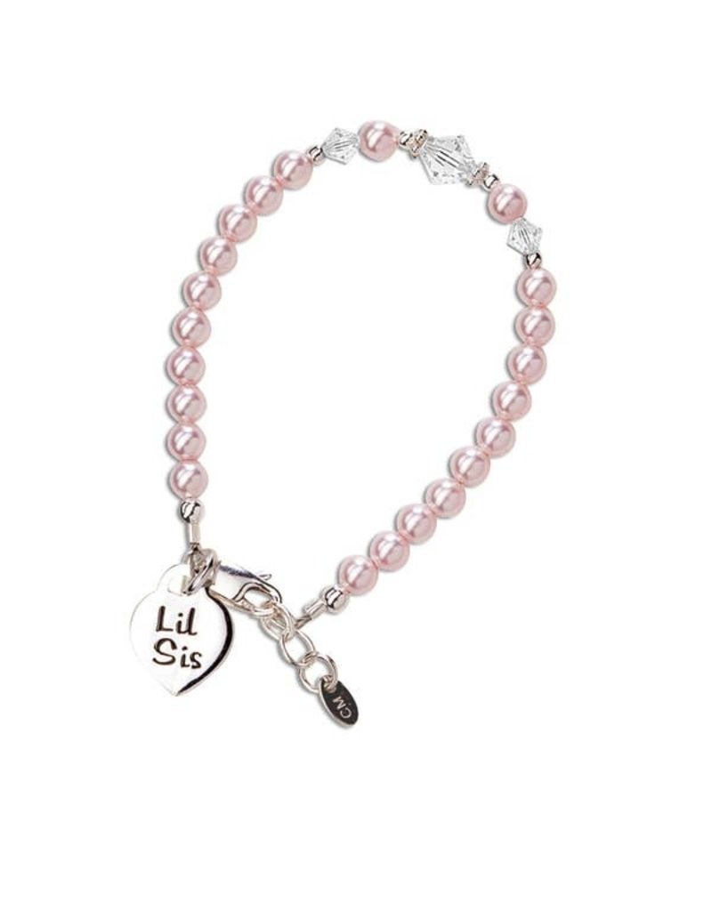 Cherished Moments Lil Sis (Pink) - Sterling Silver Little Sister Bracelet