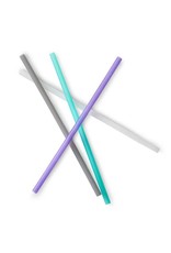 go sili Silicone X-Long Straws 4pk - Fog Blue/Teal/Sky/Mint