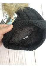 Swanky Babies Insulated Heavy Cable Knit Hat with puff