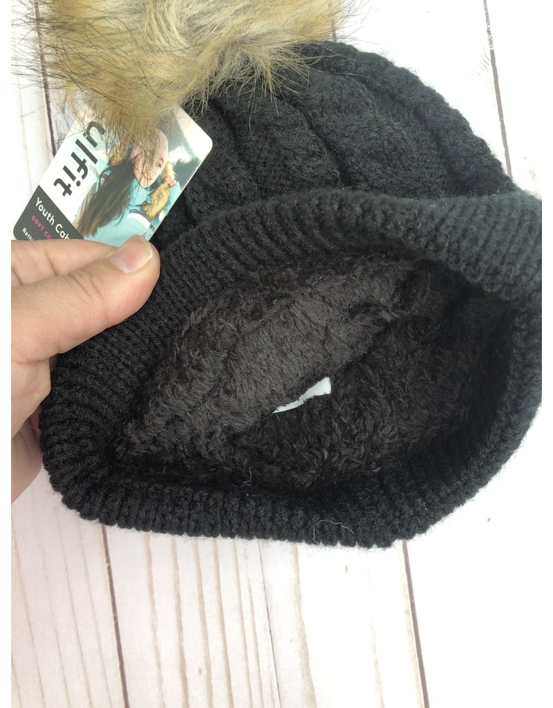 Swanky Babies Insulated Heavy Cable Knit Hat with puff