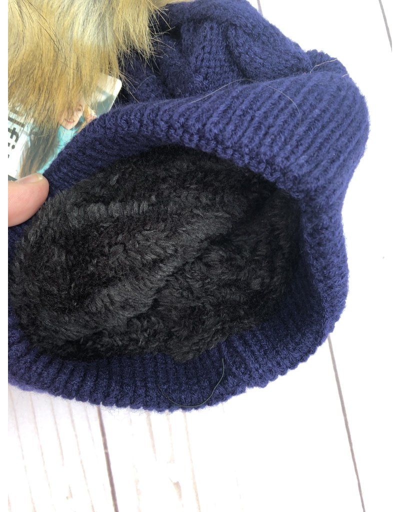 Swanky Babies Insulated Heavy Cable Knit Hat with puff