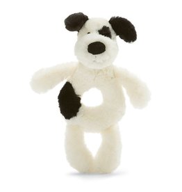 jellycat JellyCat Bashful Ring Rattle Puppy Black & Cream