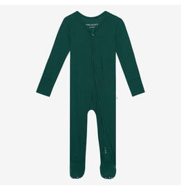 Posh Peanut Posh Peanut Hunter Green Waffle - Footie Zippered One Piece