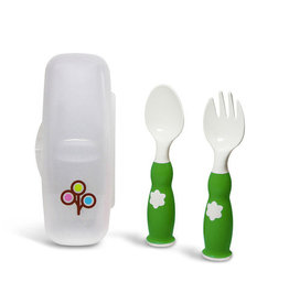 Zoli Feeding Green Fork & Spoon Set