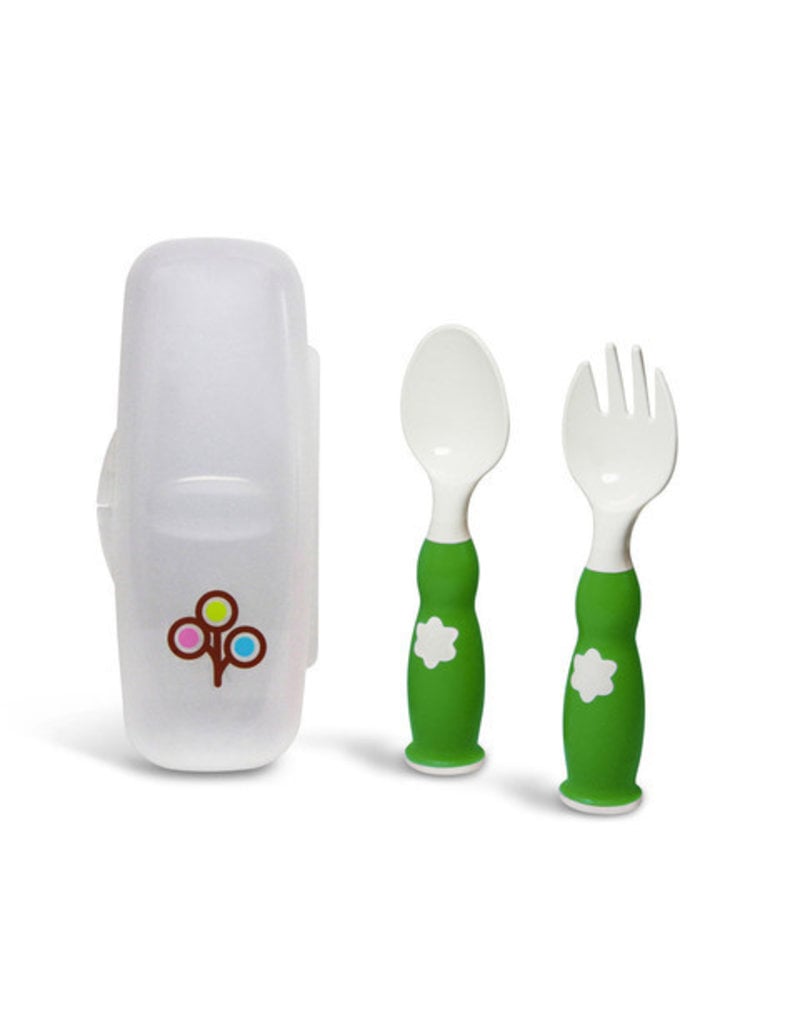 Zoli Feeding Green Fork & Spoon Set