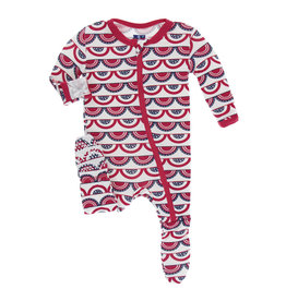 Kickee Pants Print Footie with Zipper Flag Swag