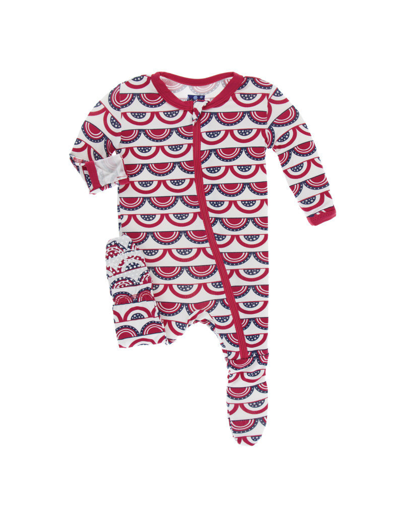 Kickee Pants Print Footie with Zipper Flag Swag