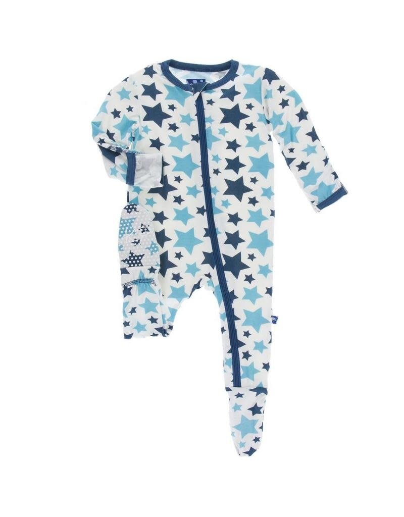 Kickee Pants Print Footie with Zipper Confetti Star