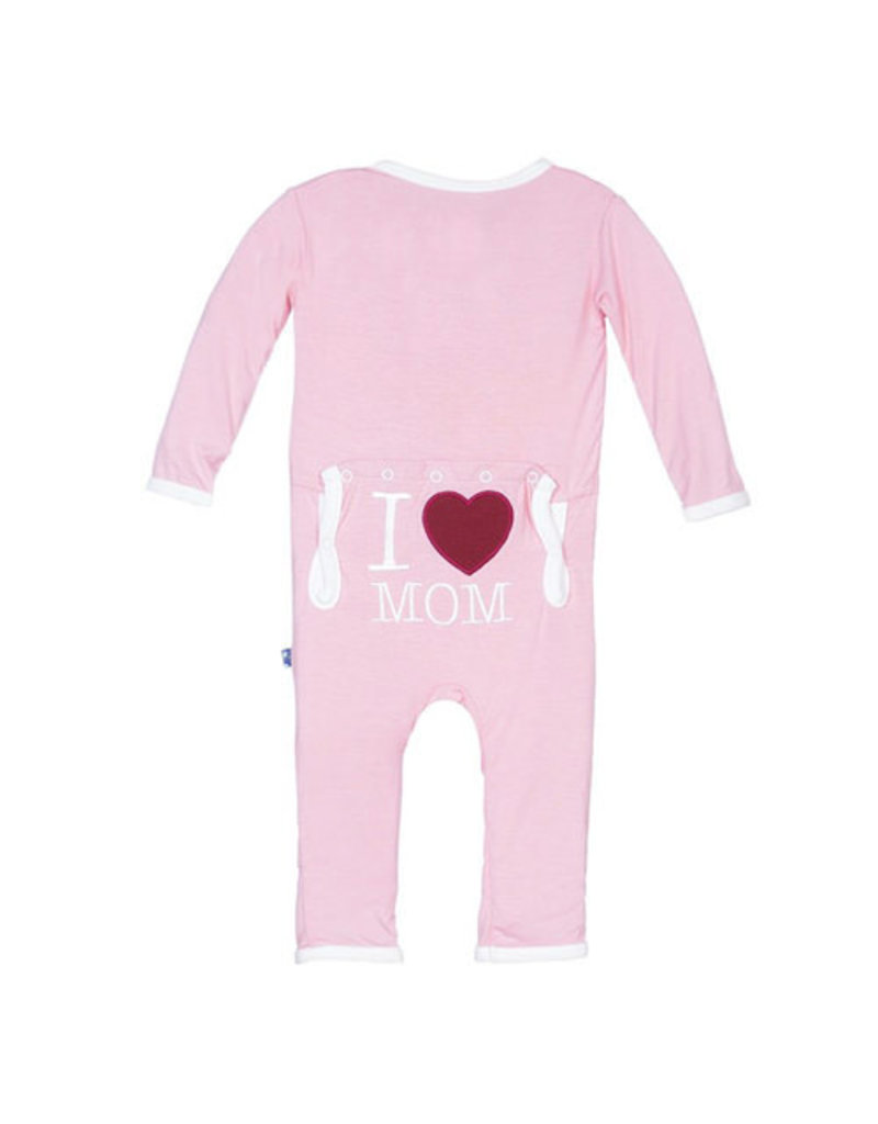 Kickee Pants Holiday Fitted Applique Coverall (Lotus I Love Mom - Preemie)