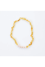 CanyonLeaf 11" Polished Honey Amber + Rose Quartz || Necklace