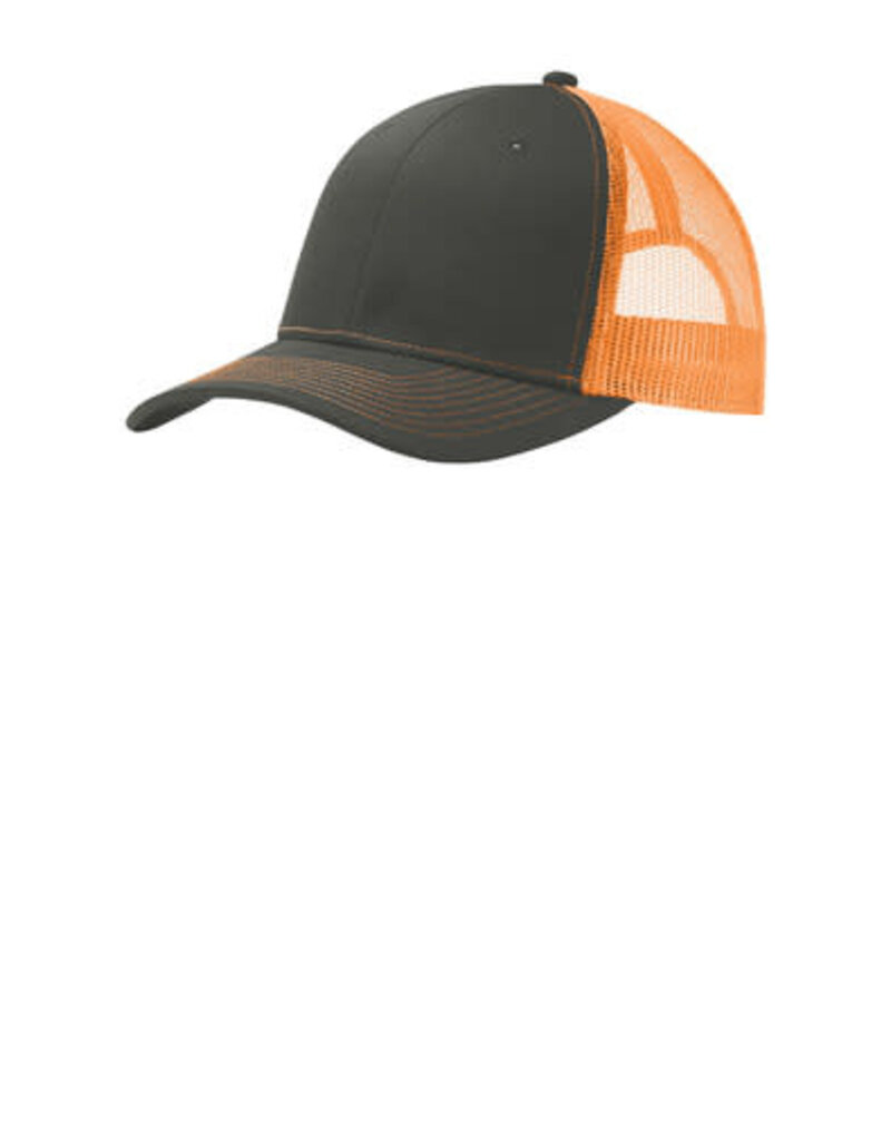 Port Authority Port Authority® Snapback Trucker Cap - Grey Steel/Neon Orange