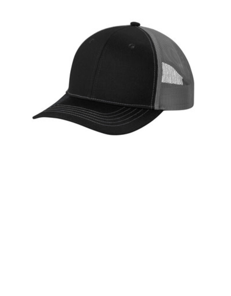 Port Authority Port Authority® Youth Snapback Trucker Cap - Black/Grey Steel