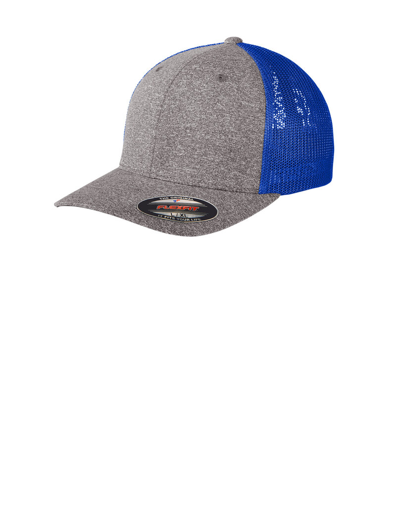 Port Authority Port Authority ® Flexfit ® Melange Mesh Back Trucker Cap - True Royal/ Grey Heather